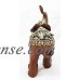Thai Buddhism Noble Wood Finished Resin Trunk Up Elephant Figurine Sculpture   